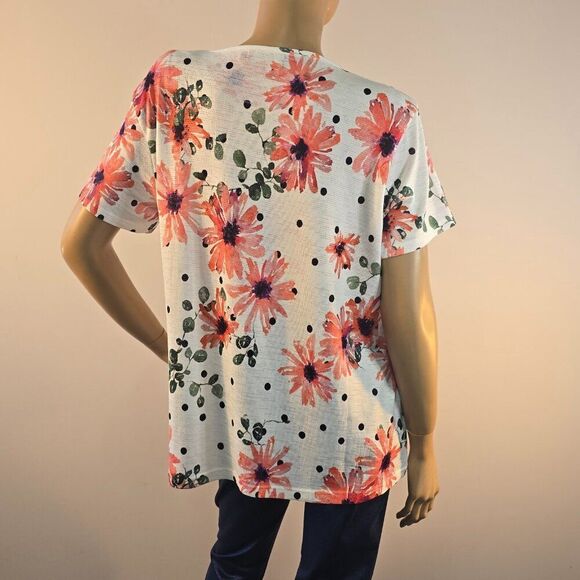 Label H. Top Size Large Floral Silver Sparkle Blouse - Picture 6 of 10